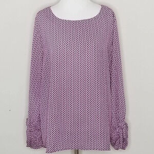 English Laundry Purple Half Moon Print Blouse XL